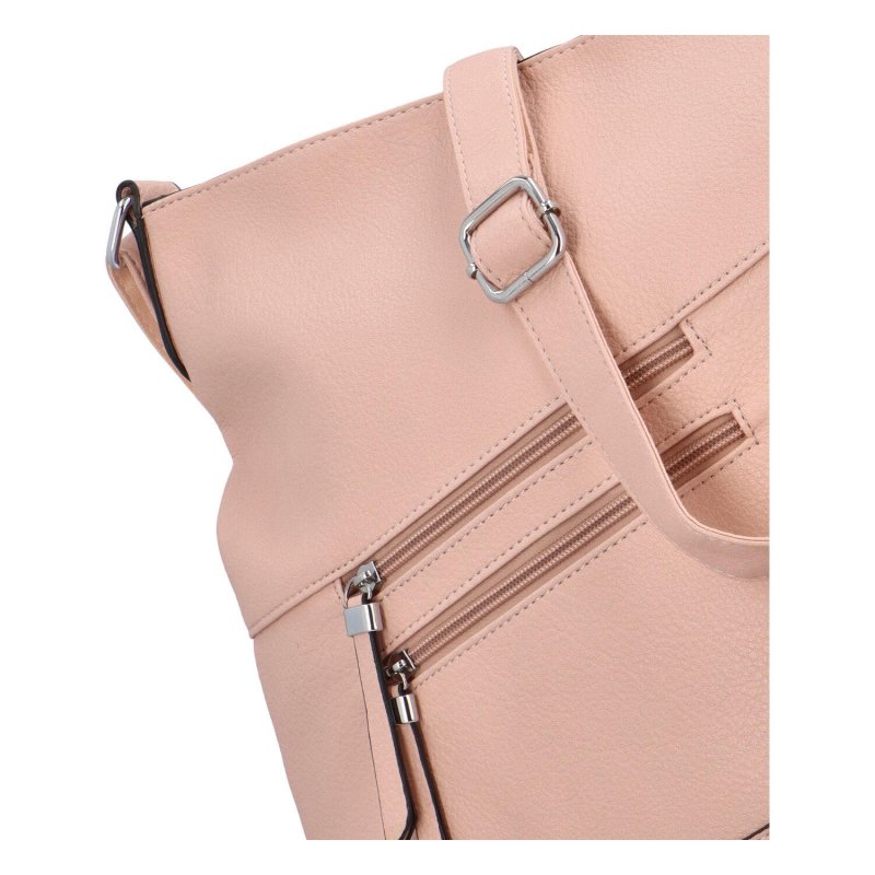 Praktická dámská koženková crossbody taška Fillipi, růžová