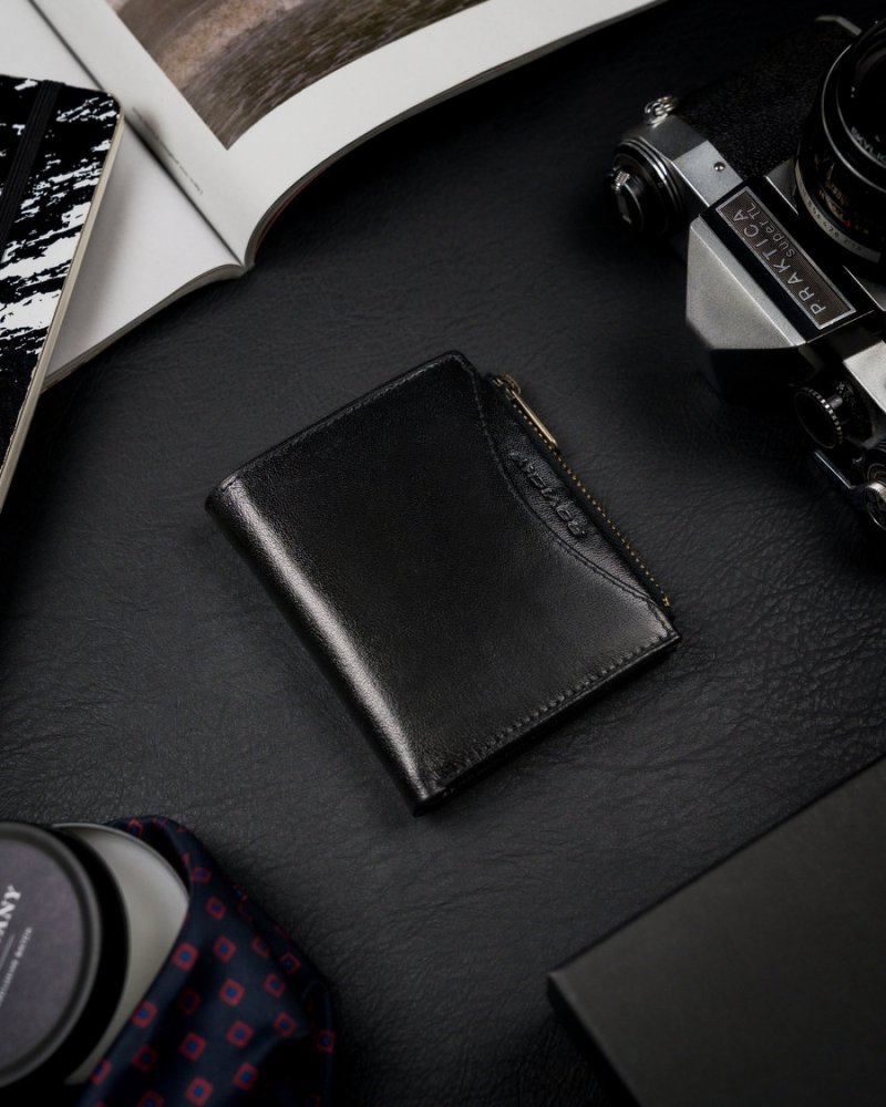 Trendová pánská kožená peněženka Dero, černá/černá