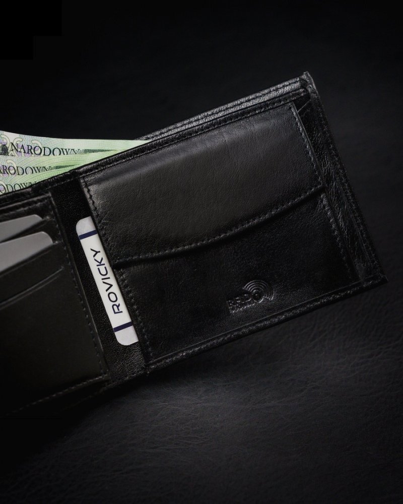 Trendová pánská kožená peněženka Truko, černá/černá