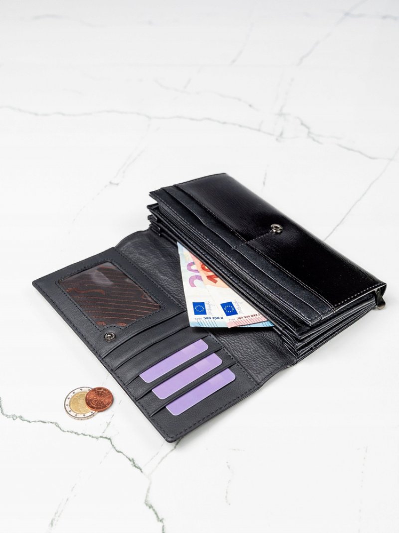Delší dámská kožená peněženka Nela, černá