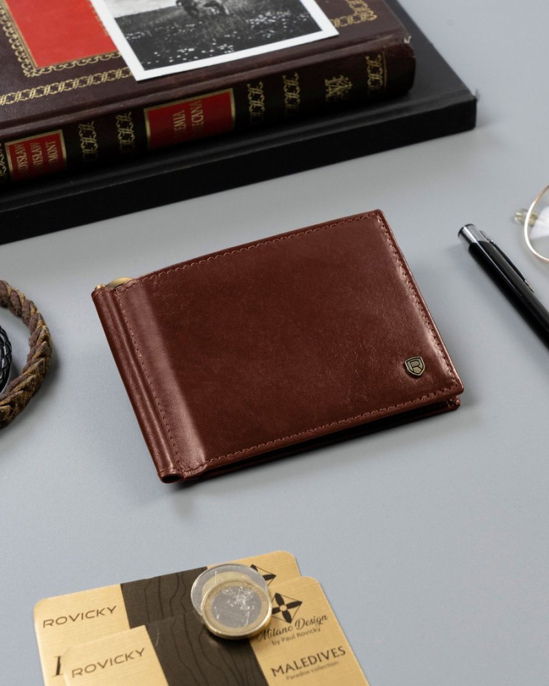 Trendová pánská kožená peněženka Efilo, hnědá
