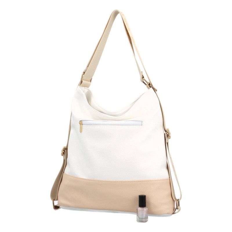 Trendový koženkový kabelko-batoh Kendal Laura Biaggi, bílo-zlatá