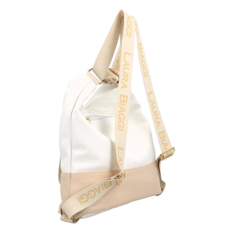 Trendový koženkový kabelko-batoh Kendal Laura Biaggi, bílo-zlatá
