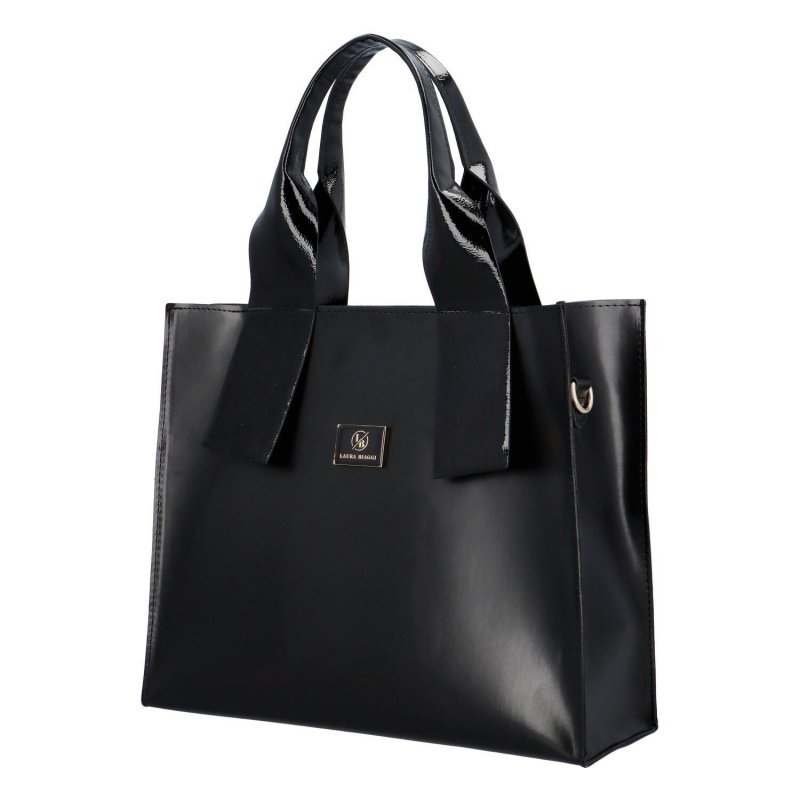 Prostorná dámská koženková shopper  taška do ruky Laura Simi, černá