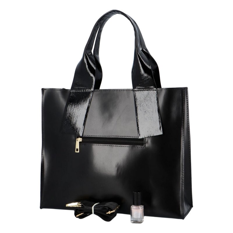 Prostorná dámská koženková shopper  taška do ruky Laura Simi, černá