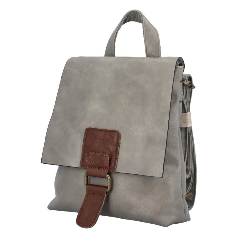 Menší dámský koženkový kabelko/batoh Kessy,  šedá