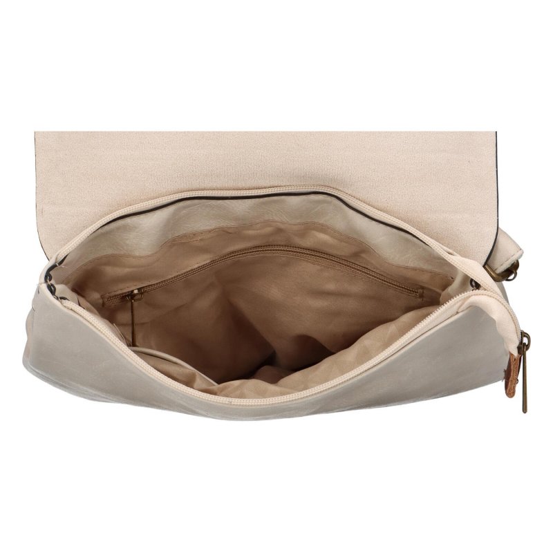 Dámský koženkový kabelko/batoh s výraznou klopou Gera, béžová