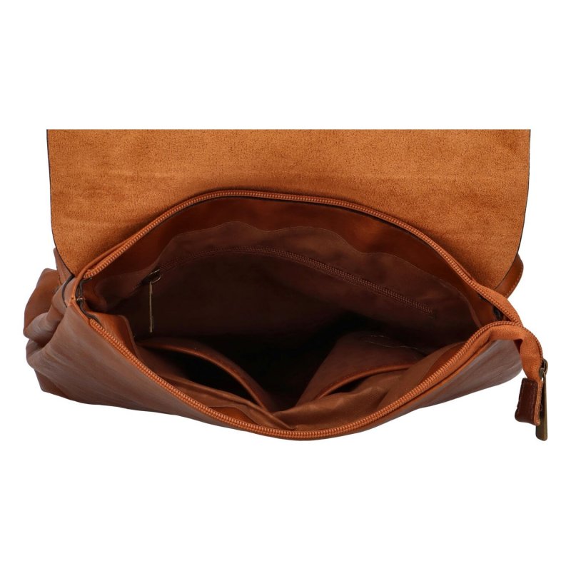 Dámský koženkový kabelko/batoh s výraznou klopou Gera,  hnědá
