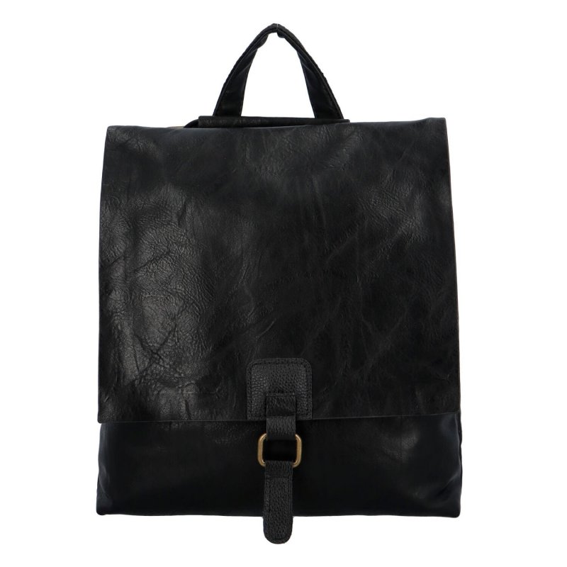 Dámský koženkový kabelko/batoh s výraznou klopou Gera, černá