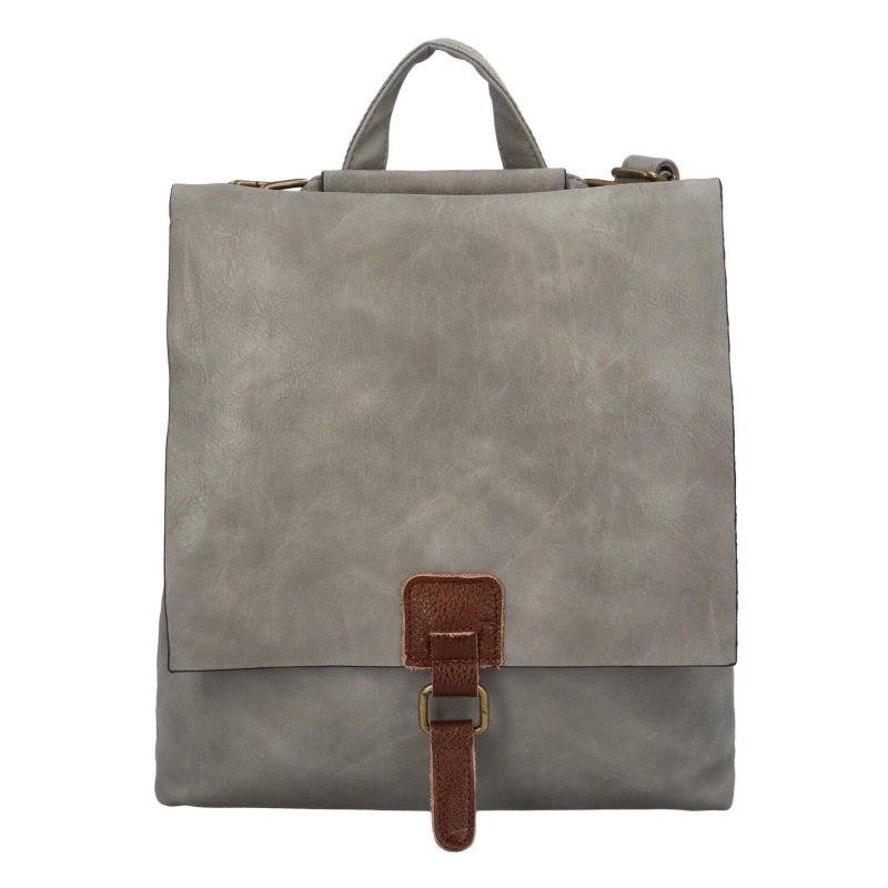Dámský koženkový kabelko/batoh s výraznou klopou Gera,  šedá