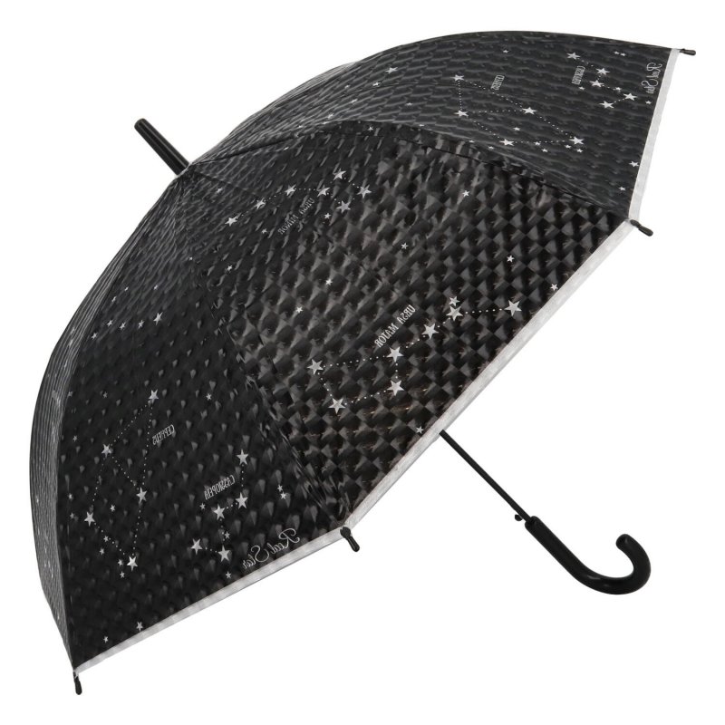 Velký stylový holový deštník s hvězdnou oblohou, Zvěrokruh černá