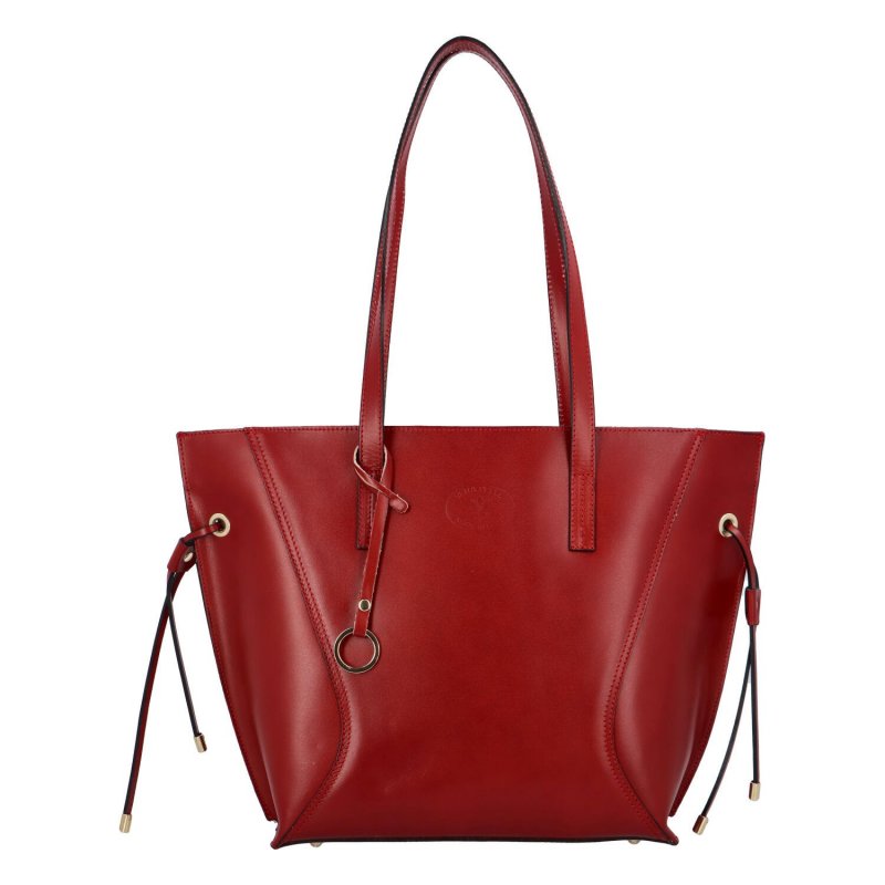 Sympatická velká dámská kožená taška Modesi,  tmavě červená