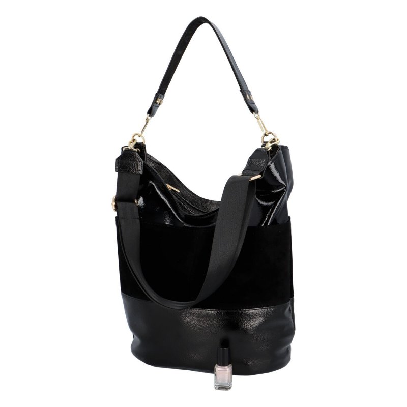 Příjemná kombinovaná dámská koženková taška Maure Laura B., černá/semiš