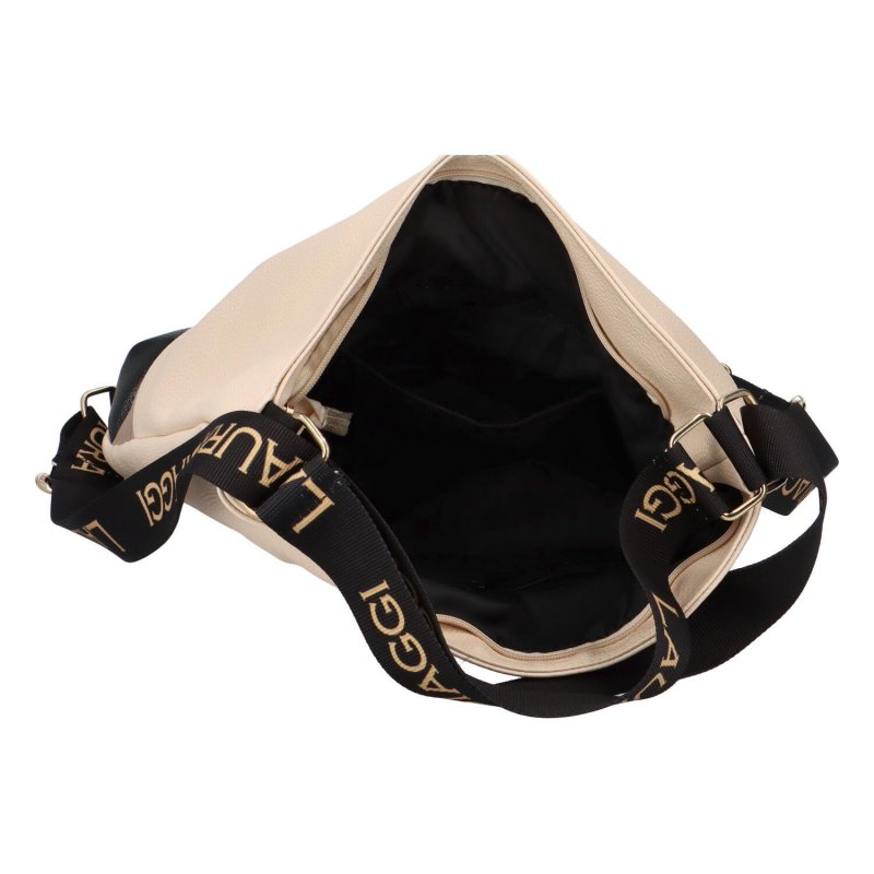 Módní dámská kombinovaná koženková kabelko/batoh L. Biaggi, béžová/černá/zlatá