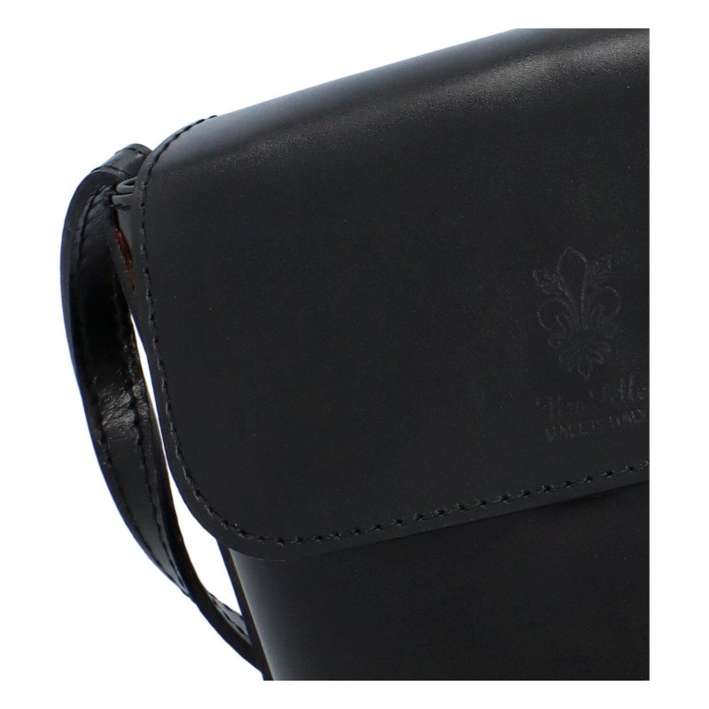 Kožená dámská stylová crossbody kabelka Sendii, černá
