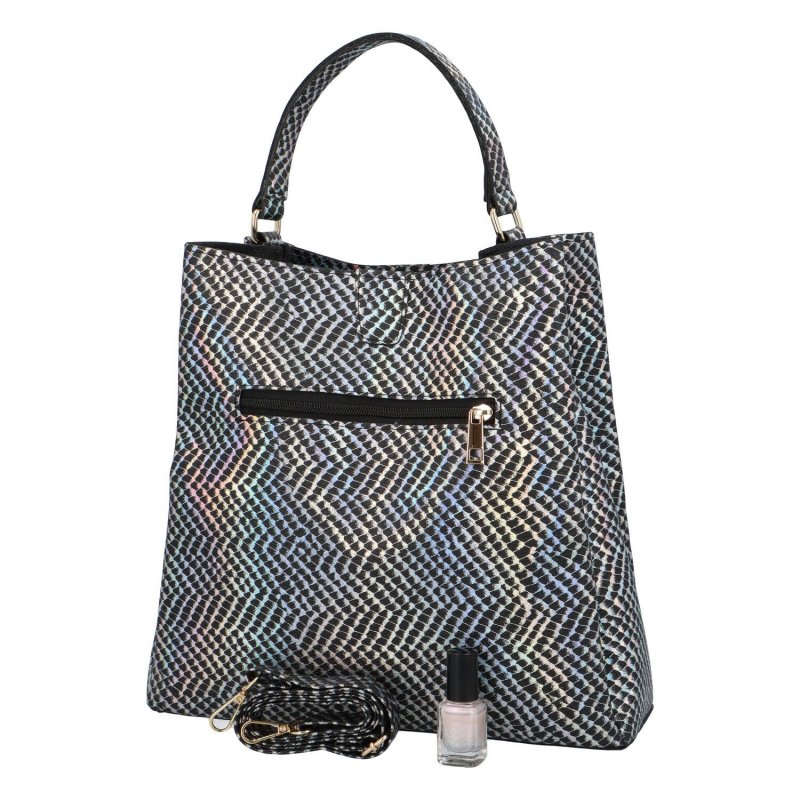 Módní dámská koženková kabelka do ruky, L.B. Multicoloured, černá/barevná