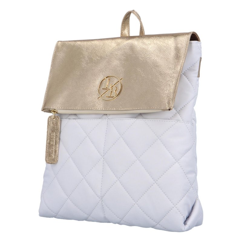 Luxusní dámský koženkový kabelko/batůžek L. Golden Laura, bílá