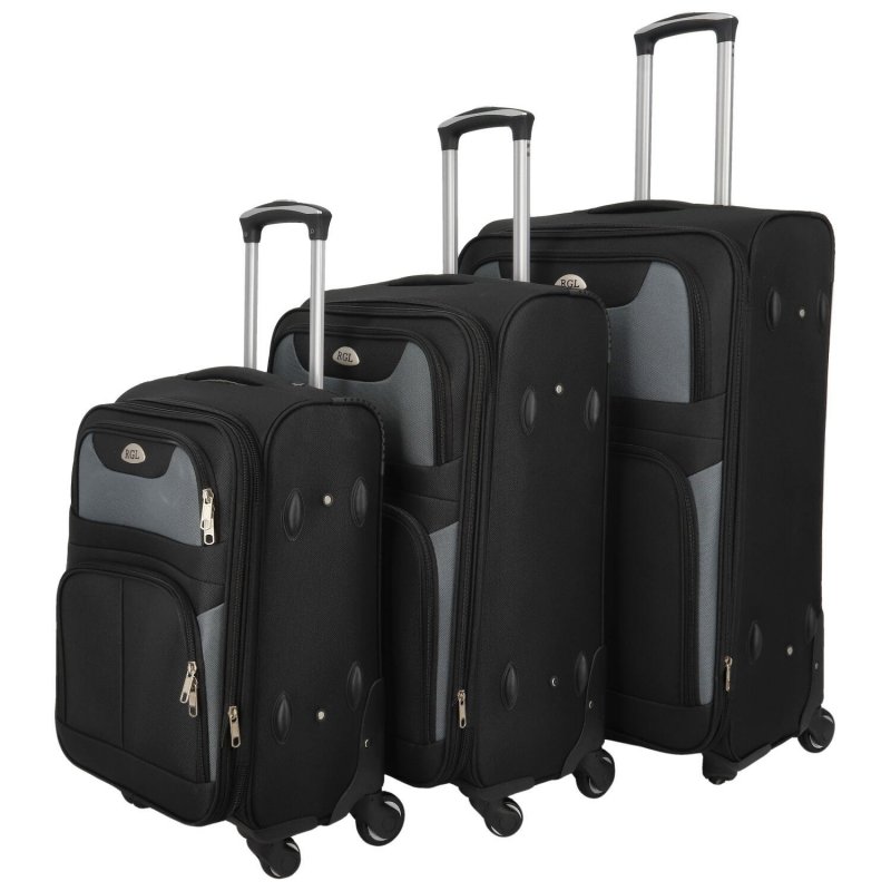 Sada cestovních látkových kufrů Bellagio, černá/šedá
