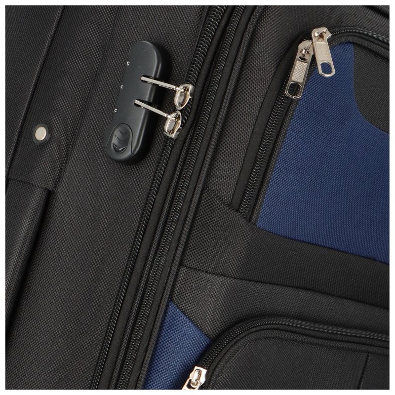 Cestovní látkový kufr Bellagio vel. M černý/modrý