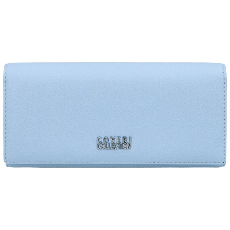 Velká dámská koženková peněženka s rámečkem Linda, světle modrá