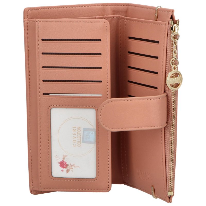 Designová dámská koženková peněženka Lusita, růžová