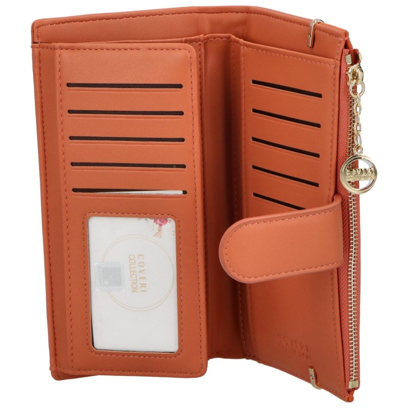 Designová dámská koženková peněženka Lusita, korálově červená