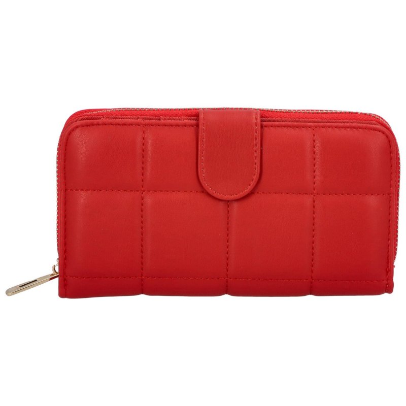 Větší dámská koženková peněženka s prošíváním Mellorii, červená