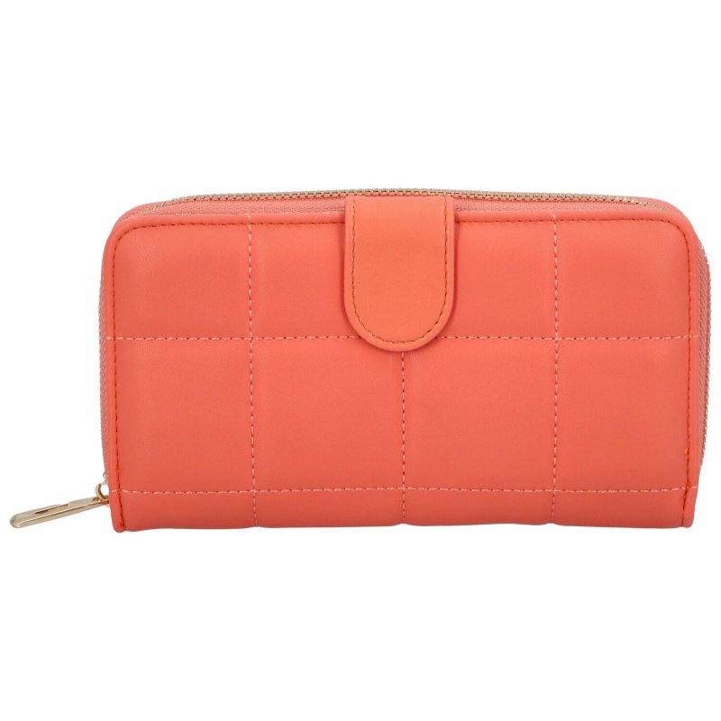 Větší dámská koženková peněženka s prošíváním Mellorii, oranžová