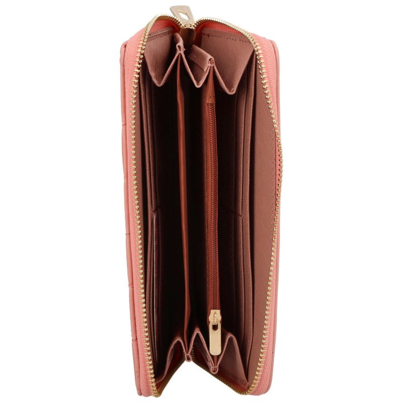 Zajímavá dámská koženková pouzdrová peněženka Sagii, růžová