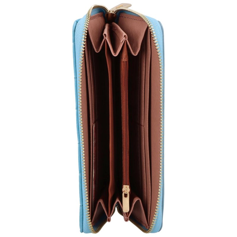 Zajímavá dámská koženková pouzdrová peněženka Sagii, výrazná modrá