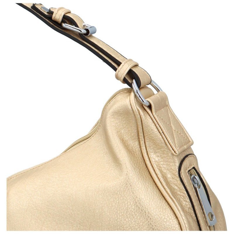 Příjemná dámská koženková kabelka na rameno Sula,  zlatá