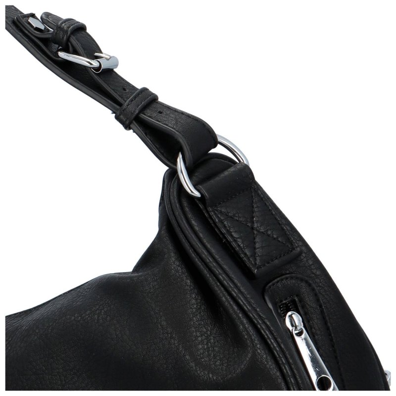 Příjemná dámská koženková kabelka na rameno Sula, černá