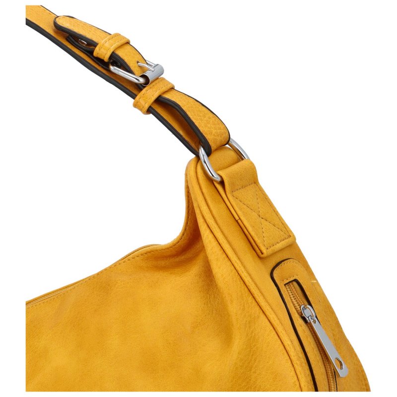 Příjemná dámská koženková kabelka na rameno Sula, žlutá