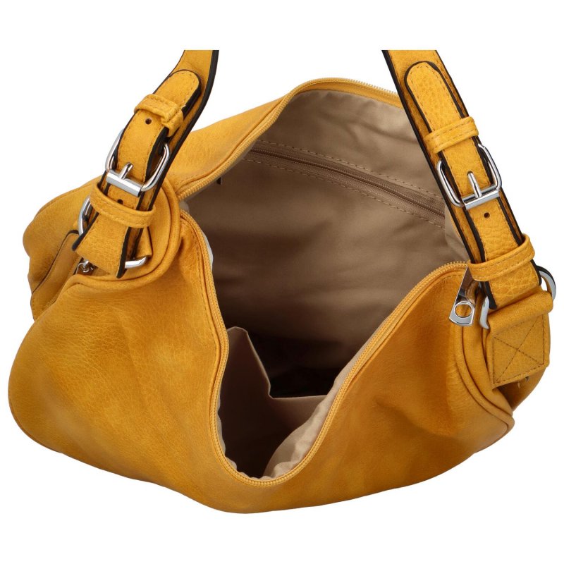 Příjemná dámská koženková kabelka na rameno Sula, žlutá