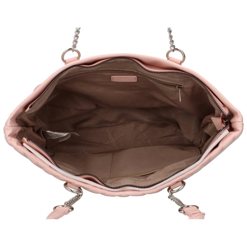 Velká módní dámská koženková taška Taras, růžová
