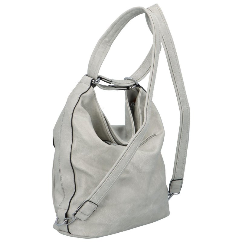 Dámská praktická koženková kabelka/batoh Milie,  světle šedá
