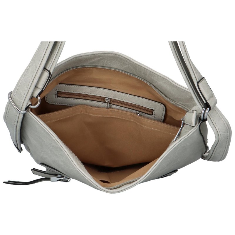Dámská praktická koženková kabelka/batoh Milie,  světle šedá