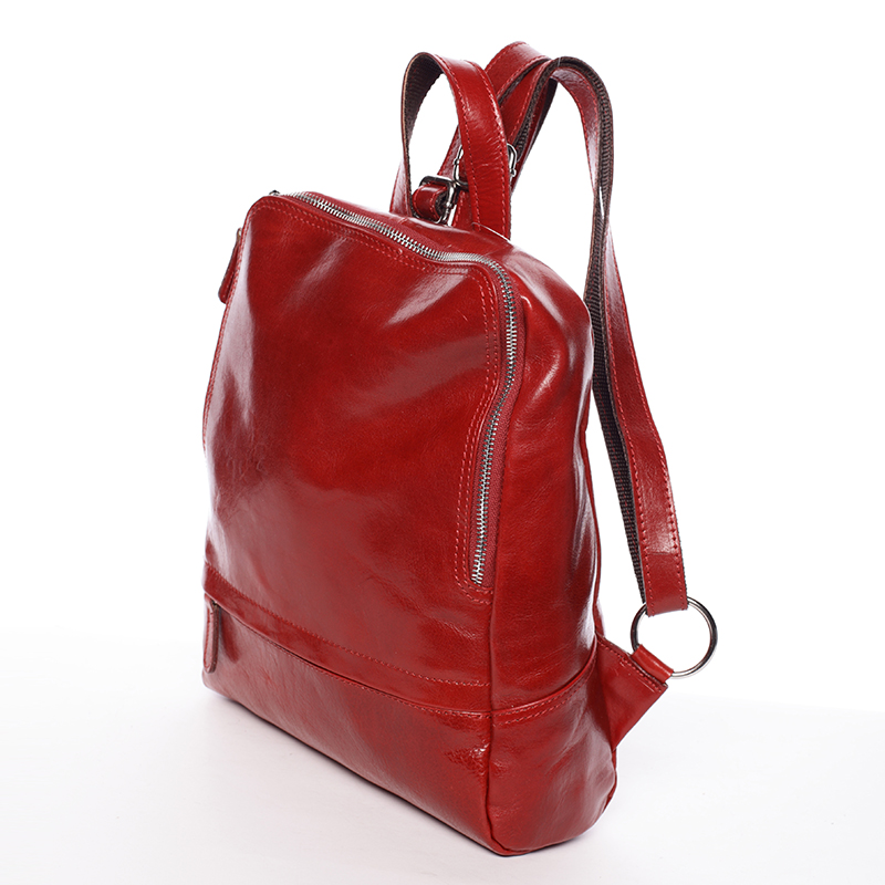 Elegantní dámský kožený batůžek Chantel, červený
