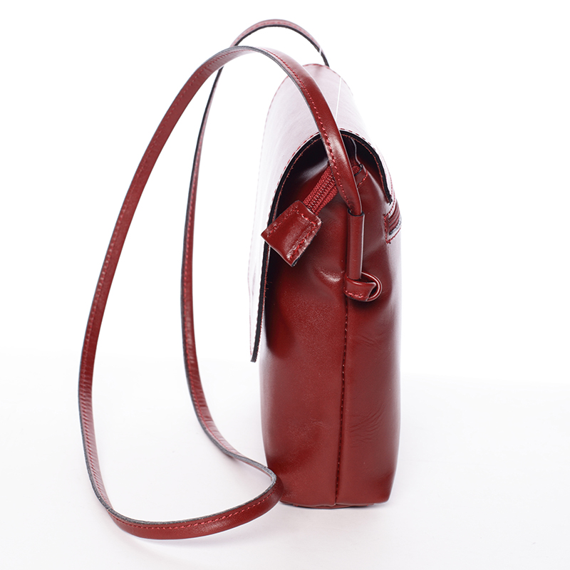 Kožená elegantní crossbody kabelka Arleen, červená