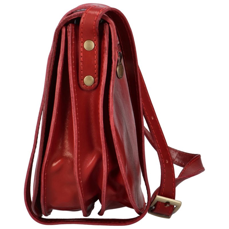 Prostorná dámská kožená crossbody taška Melinda, červená
