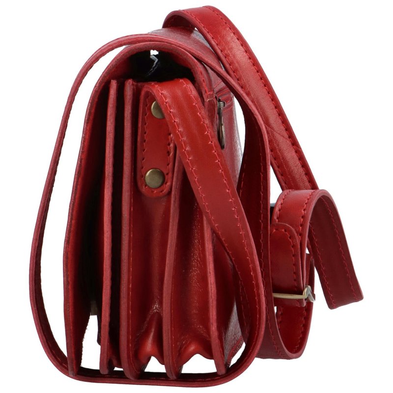 Dámská kožená crossbody taška v pevném provedení Silvia, červená