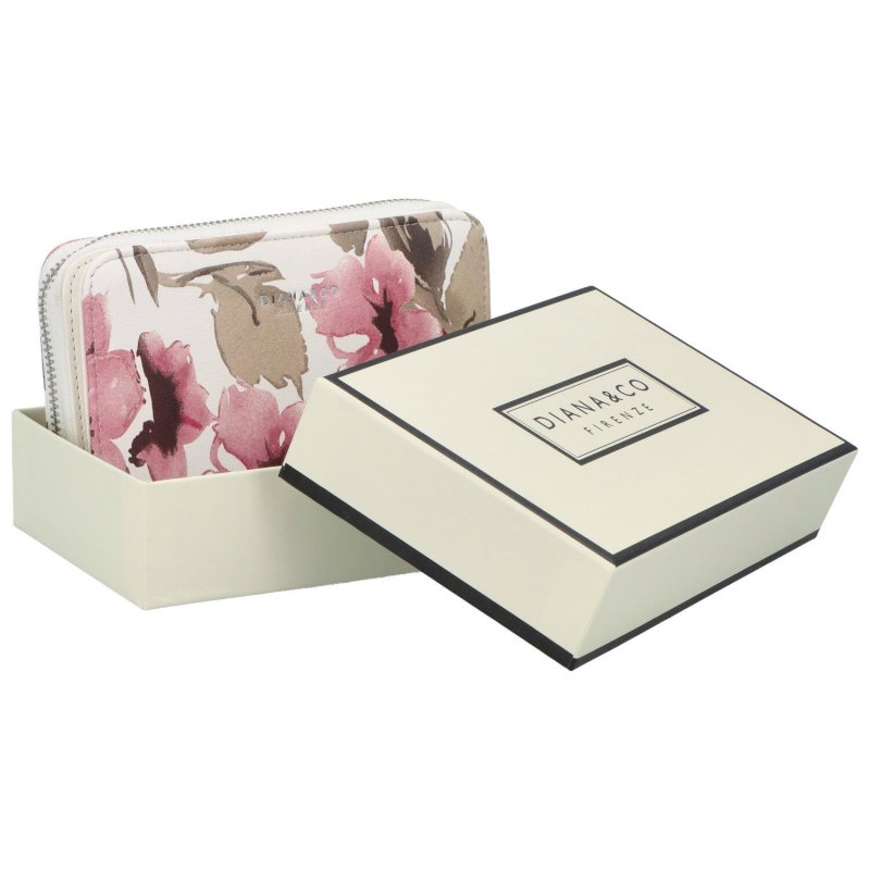 Krásná dámská koženková peněženka Flowers, bílá