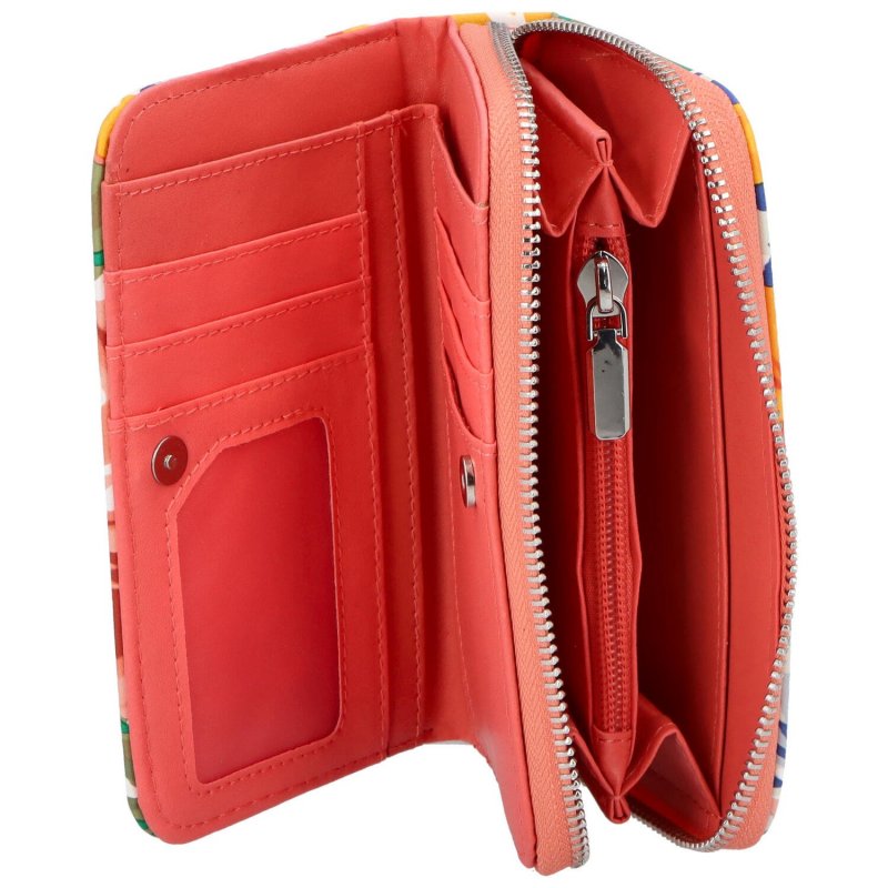 Barevná dámská menší koženková peněženka Summer dream, korálově červená