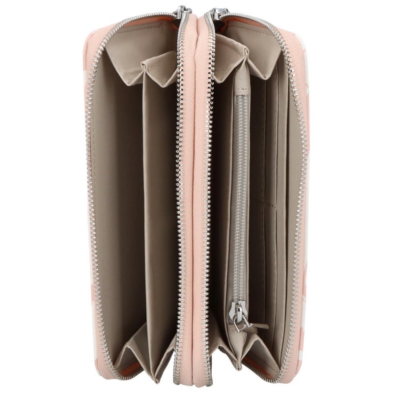 Velká letní dámská koženková peněženka se dvěma zipy Coco, růžová