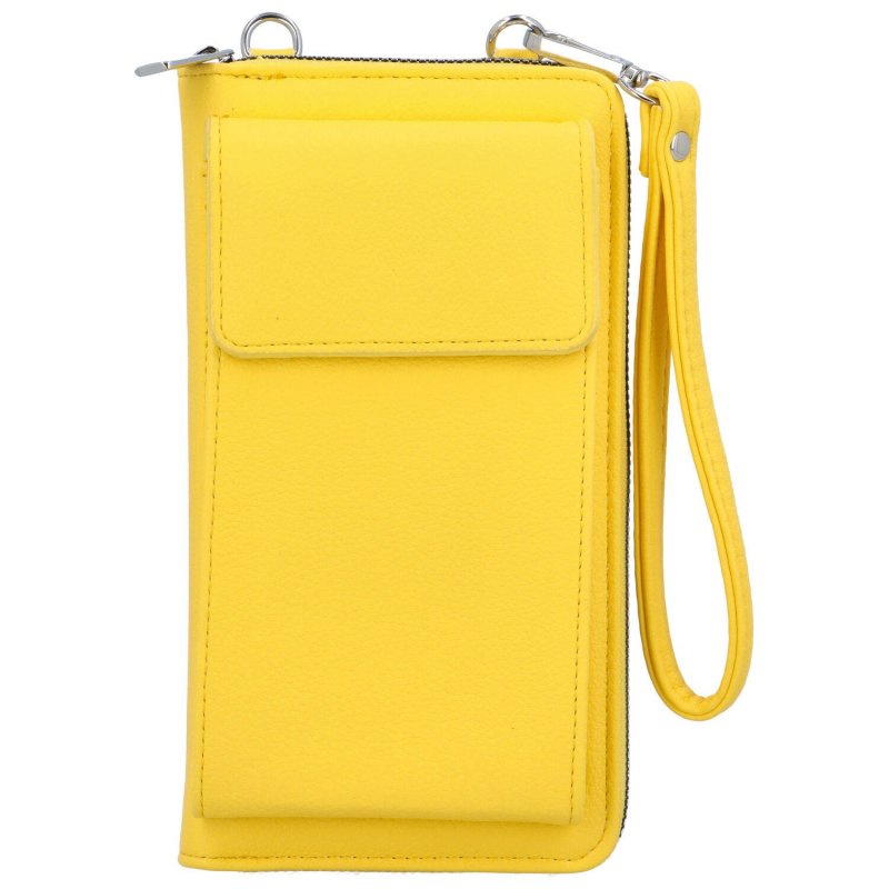 Módní dámská koženková taštička na doklady a mobilní telefon Simon, žlutá