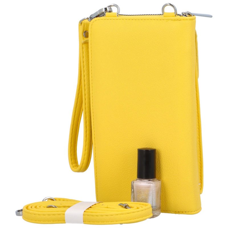Módní dámská koženková taštička na doklady a mobilní telefon Simon, žlutá