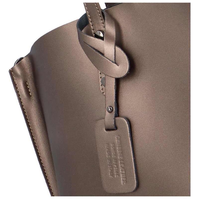 Dámská kožená kabelka do ruky Desideria, metalická bronz