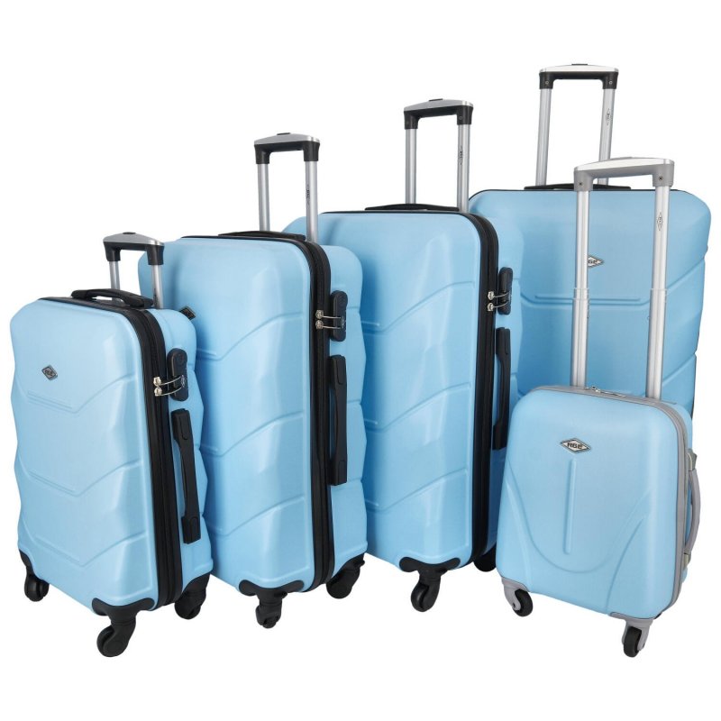 Pětidílná sada cestovních plastových kufrů Sonrado, světle modrá