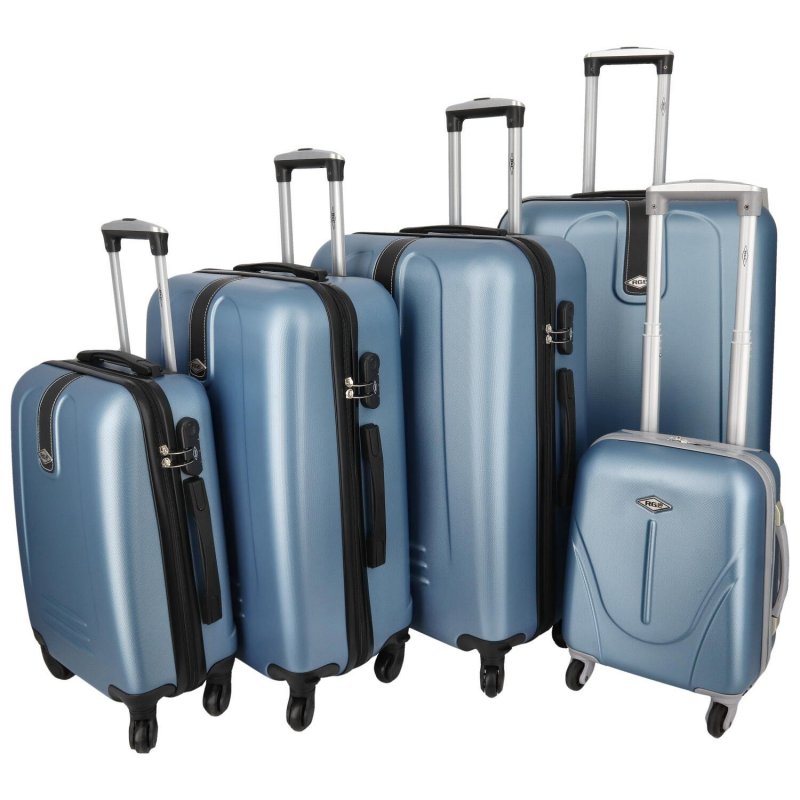 Pětidílná sada cestovních plastových kufrů Peek, metalická modrá