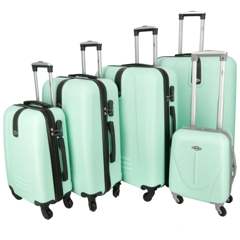 Pětidílná sada plastových cestovních kufrů Peek, světle zelená